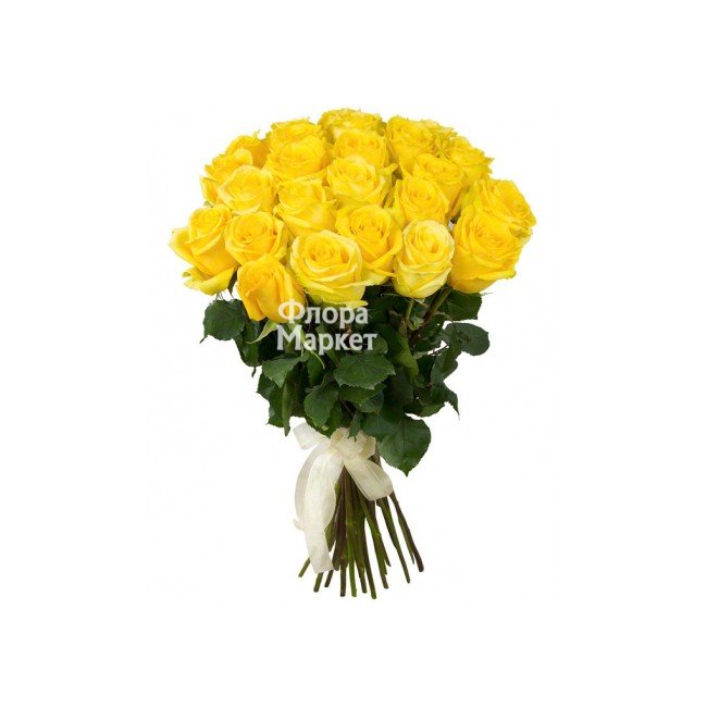 Желтые розы 25шт в Петрозаводске от магазина цветов «Флора Маркет»