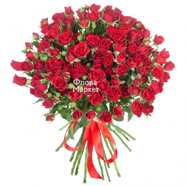 Огненная страсть - 51 кустовая роза в Петрозаводске от магазина цветов «Флора Маркет»