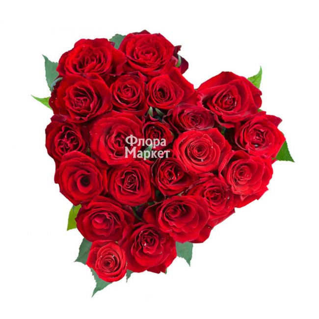 Сердце из роз 21шт в Петрозаводске от магазина цветов «Флора Маркет»