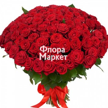 Букет 101 красная роза от интернет-магазина «Флора Маркет» в Петрозаводске