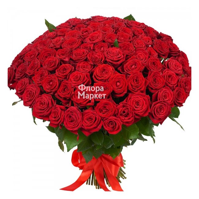 Букет 101 красная роза в Петрозаводске от магазина цветов «Флора Маркет»