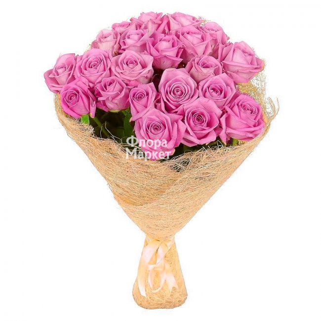 21 розовая роза в Петрозаводске от магазина цветов «Флора Маркет»