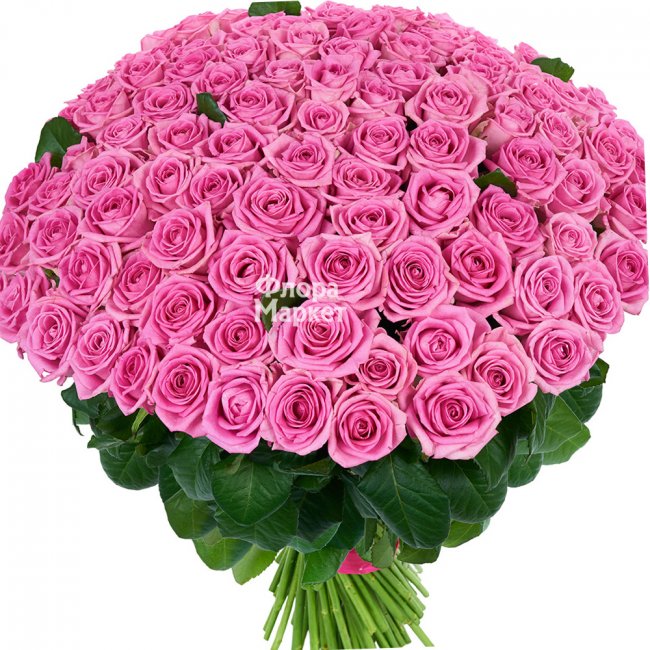 101 розовая роза для самых близких в Петрозаводске от магазина цветов «Флора Маркет»