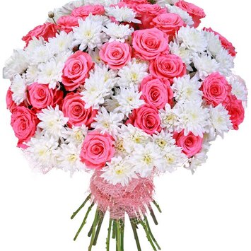 Букет хризантем и роз «Бум»