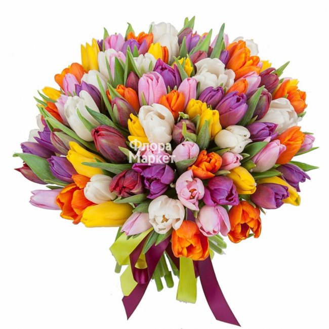 Микс тюльпанов в Петрозаводске от магазина цветов «Флора Маркет»