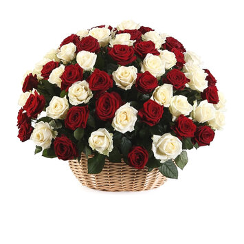 51 роза в корзине