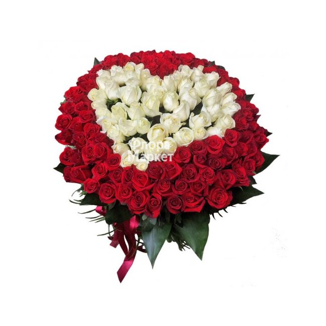 Букет в форме сердца в Петрозаводске от магазина цветов «Флора Маркет»
