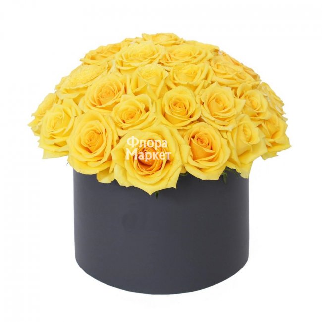 Яркий лучик 31 роза в коробке в Петрозаводске от магазина цветов «Флора Маркет»