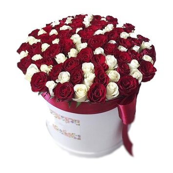 Румяна - 101 роза в коробке микс