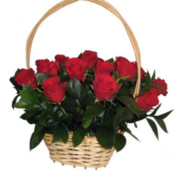 Подарочек из 11 роз в корзинке