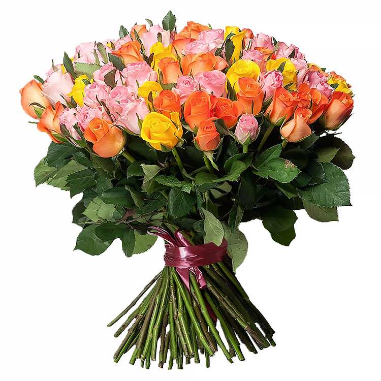 71 роза радужный микс от интернет-магазина «Флора Маркет» в Петрозаводске