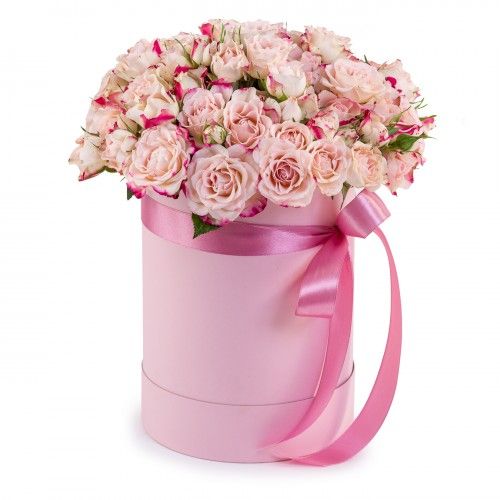 Розовое облако - 21 кустовая роза в коробке от интернет-магазина «Флора Маркет» в Петрозаводске